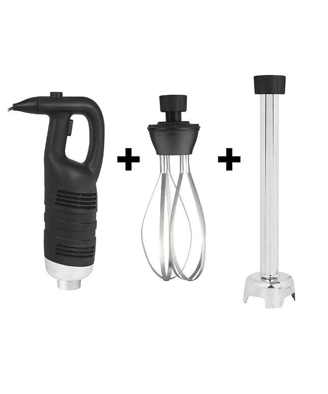 GGM Gastro Commercial Heavy Duty Stick Blender - with Detachable 400mm Shaft & Whisk Attachment - 650W - Single Speed