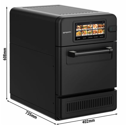 GGM Gastro Commercial High Speed Oven - Touchscreen - 3.0kW - Black - Ventless - incl. Pizza Tray, Mesh Basket | 80% Faster Cooking