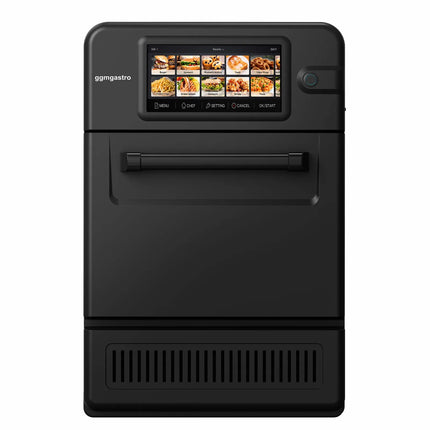 GGM Gastro Commercial High Speed Oven - Touchscreen - 3.0kW - Black - Ventless - incl. Pizza Tray, Mesh Basket | 80% Faster Cooking