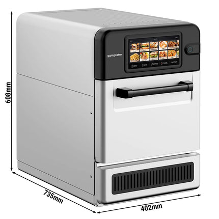 GGM Gastro Commercial High Speed Oven - Touchscreen - 3.0kW - Stainless Steel - Ventless - incl. Pizza Tray, Mesh Basket | 80% Faster Cooking