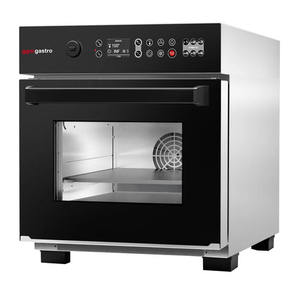 GGM Gastro Commercial High Speed Oven - Touchscreen - 3.4kW - Stainless Steel - incl. Pizza Tray, Temperature Probe, Non-stick Basket, Non-stick Baking Tray | 80% Faster Cooking