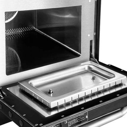GGM Gastro Commercial High Speed Oven - Touchscreen - 3.5kW - Black - Ventless - incl. Pizza Tray, Mesh Basket, Non-stick Baking Tray | 80% Faster Cooking
