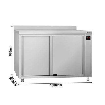GGM Gastro Commercial Hot Cupboard ECO - 1000x600mm - with raised edge & sliding doors - digital