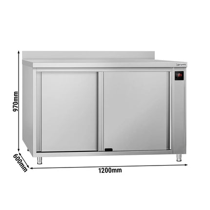 GGM Gastro Commercial Hot Cupboard ECO - 1200x600mm - with raised edge & sliding doors - digital