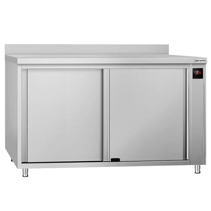GGM Gastro Commercial Hot Cupboard ECO - 1400x600mm - with raised edge & sliding doors - Digital