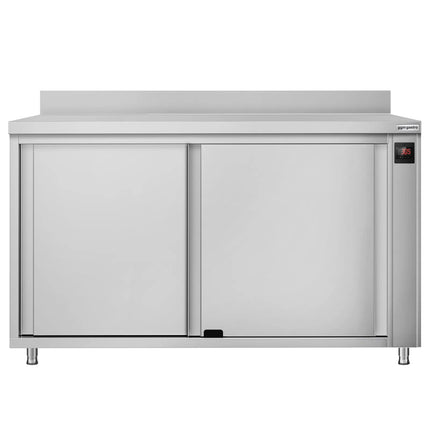 GGM Gastro Commercial Hot Cupboard ECO - 1400x600mm - with raised edge & sliding doors - Digital