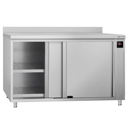GGM Gastro Commercial Hot Cupboard ECO - 1400x700mm - with raised edge & sliding doors - digital