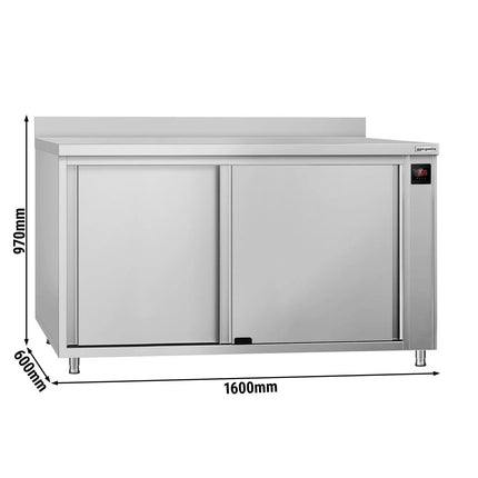 GGM Gastro Commercial Hot Cupboard ECO - 1600x600mm - with raised edge & sliding doors - Digital