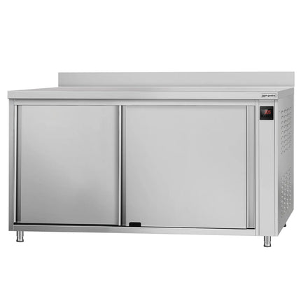 GGM Gastro Commercial Hot Cupboard ECO - 1800 x 700 mm - with raised edge and sliding doors - digital