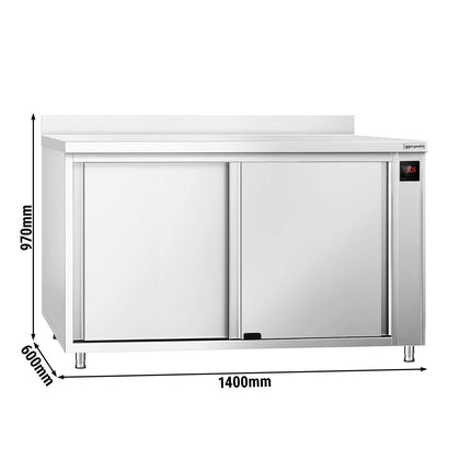 GGM Gastro Commercial Hot Cupboard PREMIUM – 1400 × 600 mm – with Upstand & Sliding Doors – Digital