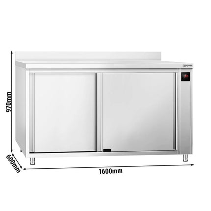 GGM Gastro Commercial Hot Cupboard PREMIUM – 1600 × 600 mm – with Upstand & Sliding Doors – Digital