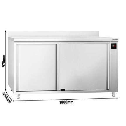 GGM Gastro Commercial Hot Cupboard PREMIUM – 1800 × 600 mm – with Upstand & Sliding Doors – Digital