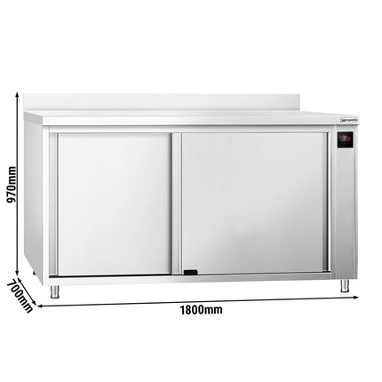 GGM Gastro Commercial Hot Cupboard PREMIUM – 1800 × 700 mm – with Upstand & Sliding Doors – Digital