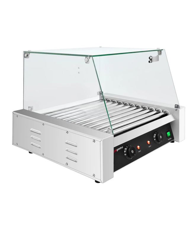 GGM Gastro Commercial Hot Dog Roller Grill - 11 Rollers - with Glass Cover