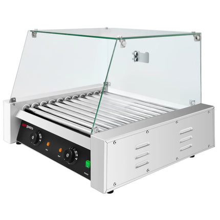 GGM Gastro Commercial Hot Dog Roller Grill - 11 Rollers - with Glass Cover
