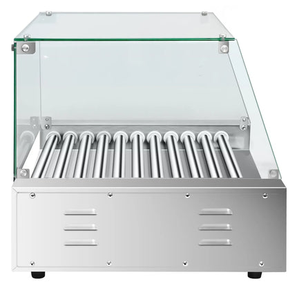 GGM Gastro Commercial Hot Dog Roller Grill - 11 Rollers - with Glass Cover