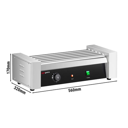 GGM Gastro Commercial Hot Dog Roller Grill - 5 Rollers - Single Heating Zone