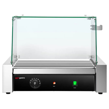 GGM Gastro Commercial Hot Dog Roller Grill - 5 Rollers - with Glass Cover - Single Heating Zone