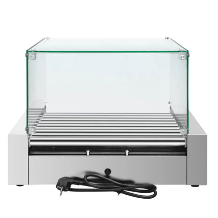 GGM Gastro Commercial Hot Dog Roller Grill - 9 Rollers - with Glass Cover