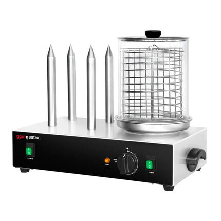 GGM Gastro Commercial Hot Dog Steamer - 1.1kW - with 4 Toasting Rods