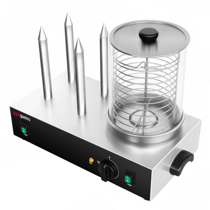 GGM Gastro Commercial Hot Dog Steamer - 1.1kW - with 4 Toasting Rods