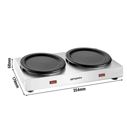 GGM Gastro Commercial Hot Plate Stainless Steel - 354mm - for 2 Coffee or Tea Pots each Ø174mm - 120 W