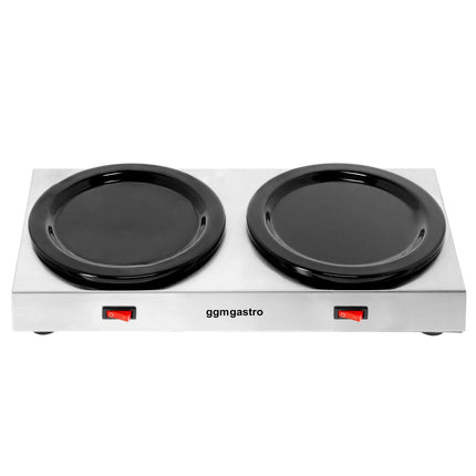 GGM Gastro Commercial Hot Plate Stainless Steel - 354mm - for 2 Coffee or Tea Pots each Ø174mm - 120 W