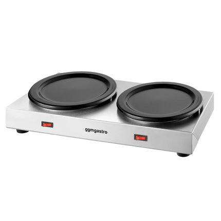 GGM Gastro Commercial Hot Plate Stainless Steel - 354mm - for 2 Coffee or Tea Pots each Ø174mm - 120 W