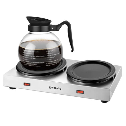 GGM Gastro Commercial Hot Plate Stainless Steel - 354mm - for 2 Coffee or Tea Pots each Ø174mm - 120 W