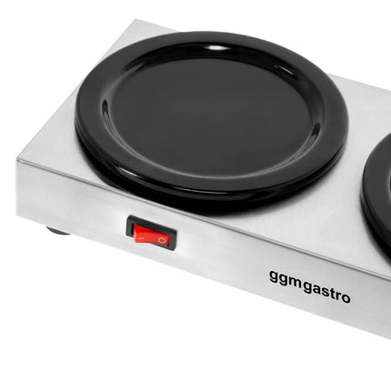 GGM Gastro Commercial Hot Plate Stainless Steel - 354mm - for 2 Coffee or Tea Pots each Ø174mm - 120 W
