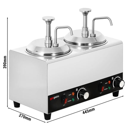 GGM Gastro Commercial Hot Sauce Dispenser with Pump - 1.2kW - 2x2L - incl. insert