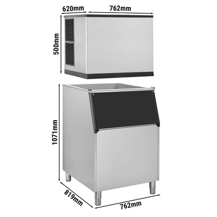 GGM Gastro Commercial Ice Machine - Cube - 212 kg/24 h - incl. ice storage container