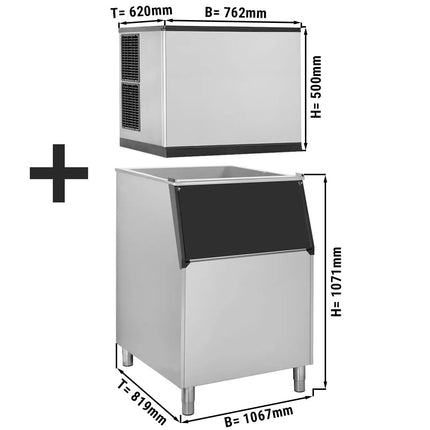 GGM Gastro Commercial Ice Machine - Cube - 212 kg/24 h - incl. ice storage container