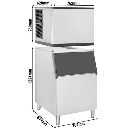 GGM Gastro Commercial Ice Machine - Cube - 403 kg/24 h - incl. ice storage container