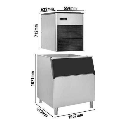 GGM Gastro Commercial Ice Machine - Nugget - 335 kg/24 h - incl. ice storage container
