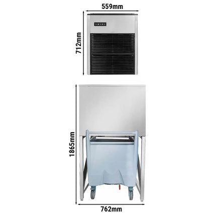 GGM Gastro Commercial Ice Machine - Nugget - 335 kg/24 h - incl. ice storage container & transport trolley