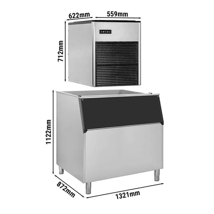 GGM Gastro Commercial Ice Machine - Nugget - 335 kg/24 h - incl. ice storage container