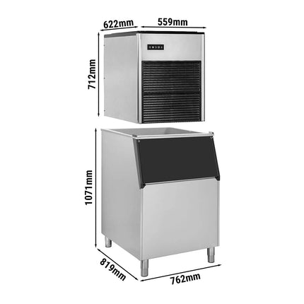 GGM Gastro Commercial Ice Machine - Nugget - 335 kg/24 h - incl. ice storage container