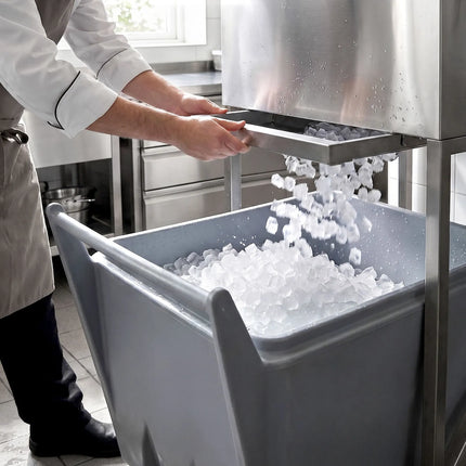 GGM Gastro Commercial Ice Machine - Nugget - 335 kg/24 h - incl. ice storage container & transport trolley