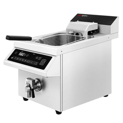 GGM Gastro Commercial Induction Fryer - 8 litres - 3.5kW - Electronic control - Digital - with drain tap - with automatic basket lift