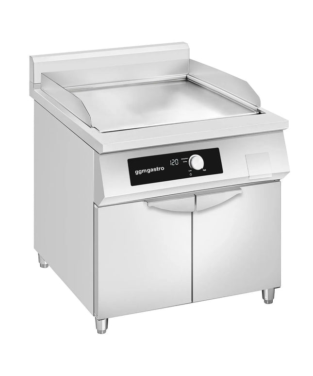 GGM Gastro Commercial Induction Griddle - with Digital Controls - 10.0kW - Smooth Plate - Cooking area: 800x700mm - with Cabinet Base - 2 Doors