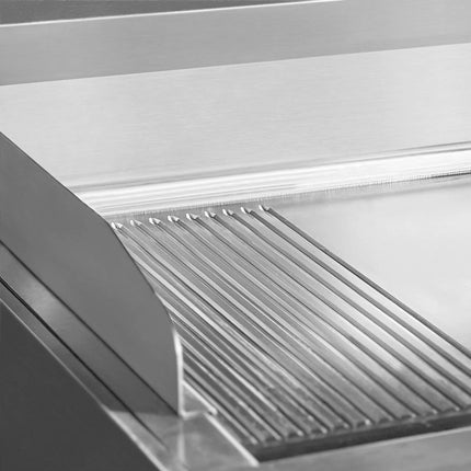 GGM Gastro Commercial Induction Griddle - with Digital Controls - 10.0kW - Smooth/Ribbed Plate (half & half) - with Cabinet Base - 2 Doors