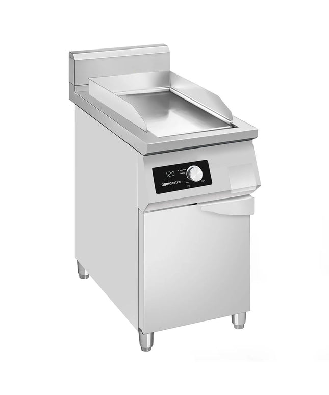 GGM Gastro Commercial Induction Griddle - with Digital Controls - 5.0kW - Smooth Plate - with Cabinet Base - 1 Door