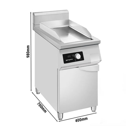 GGM Gastro Commercial Induction Griddle - with Digital Controls - 5.0kW - Smooth Plate - with Cabinet Base - 1 Door