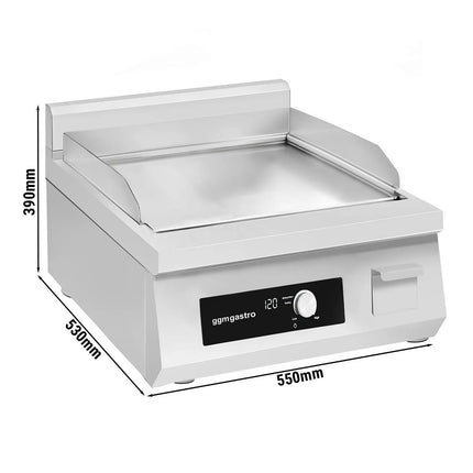 GGM Gastro Commercial Induction Griddle - with Digital Controls - 5.0kW - Smooth Plate - Cooking area: 360x240mm