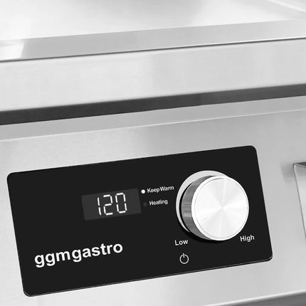 GGM Gastro Commercial Induction Griddle - with Digital Controls - 5.0kW - Smooth Plate - with Cabinet Base - 1 Door
