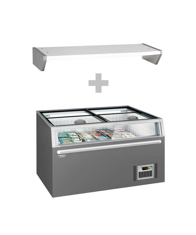 GGM Gastro Commercial Island Freezer - 1454x850mm - 402 Litres - with Baskets - Grey