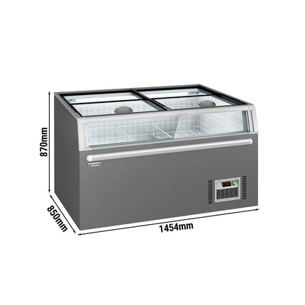 GGM Gastro Commercial Island Freezer - 1454x850mm - 402 Litres - with Baskets - Grey