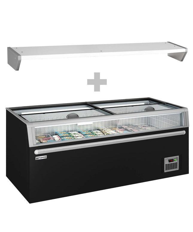 GGM Gastro Commercial Island Freezer - 2104x850mm - 646 Litres - with Baskets - with Dividers - Black