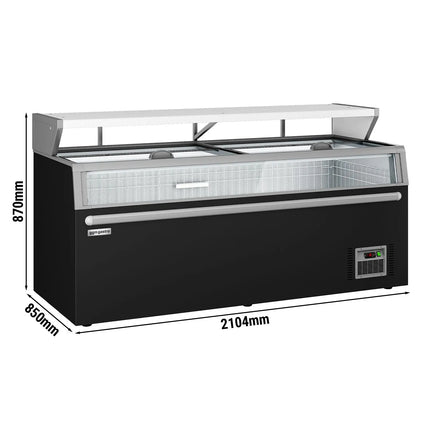 GGM Gastro Commercial Island Freezer - 2104x850mm - 646 Litres - with Baskets - with Dividers - Black